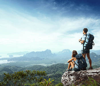 Young couple hiking after LASIK